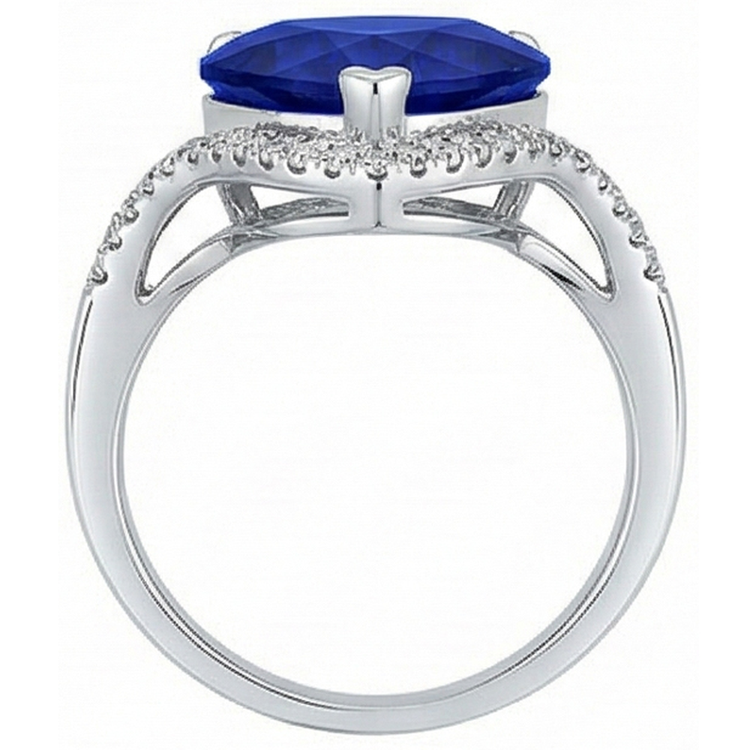 Bague en saphir de Ceylan avec pierres précieuses pour femmes. style torsadé. 6 carats