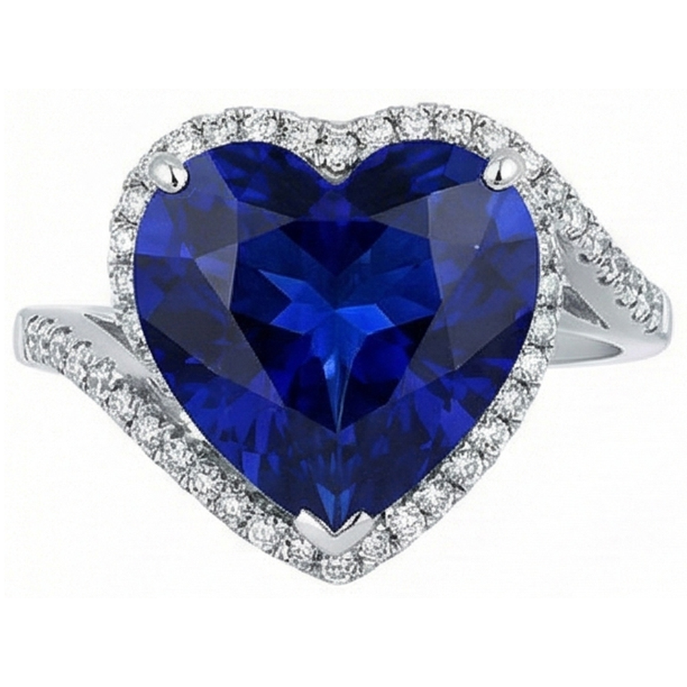 Bague en saphir de Ceylan avec pierres précieuses pour femmes. style torsadé. 6 carats