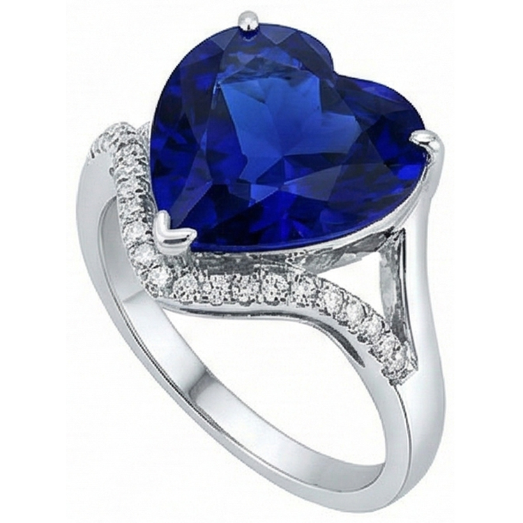 Bague en saphir de Ceylan avec pierres précieuses pour femmes. style torsadé. 6 carats