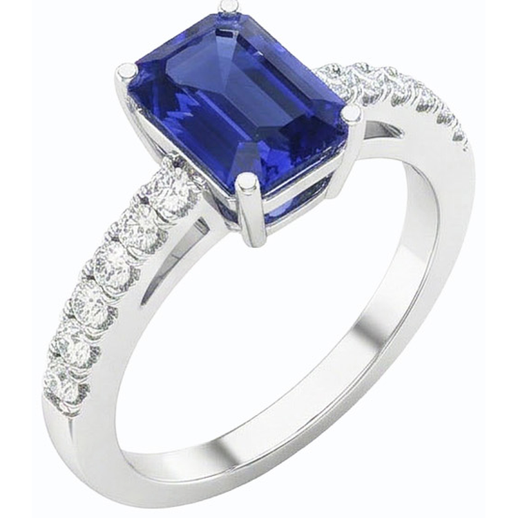 naturel round saphir 3carats bague angle de côté