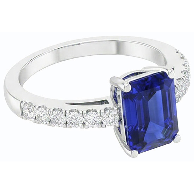 naturel round saphir 3carats bague vue de profil