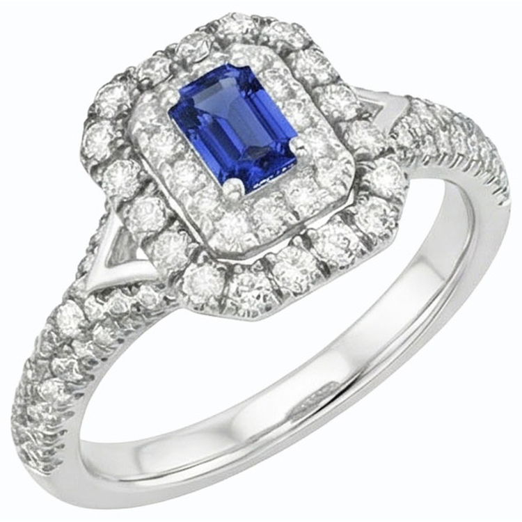 naturel round saphir 3.50carats bague angle de côté