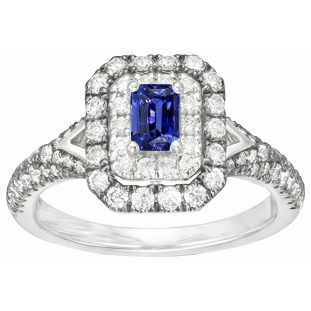 naturel round saphir 3.50carats bague vue de profil