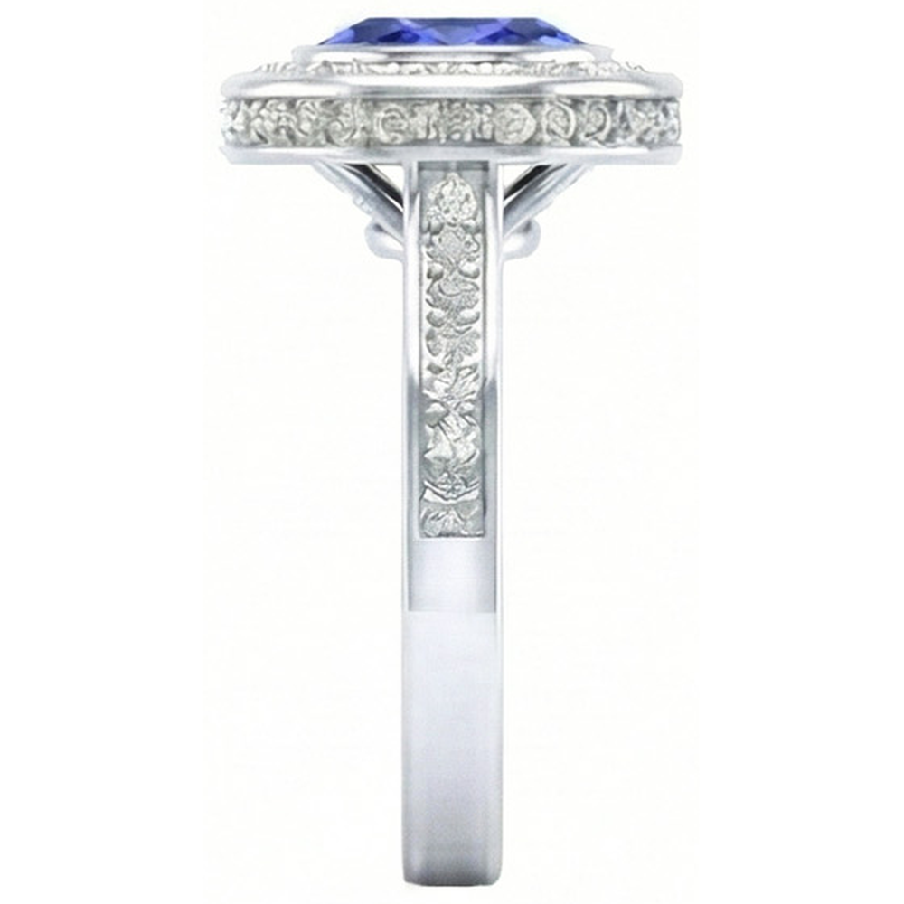 naturel round diamant 3.40carats bague vue de profil