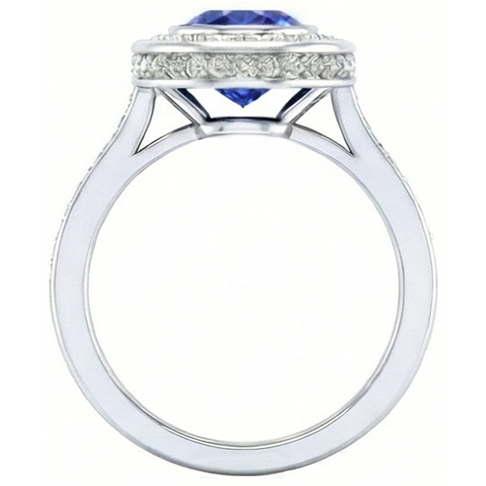 naturel round diamant 3.40carats bague sur blanc