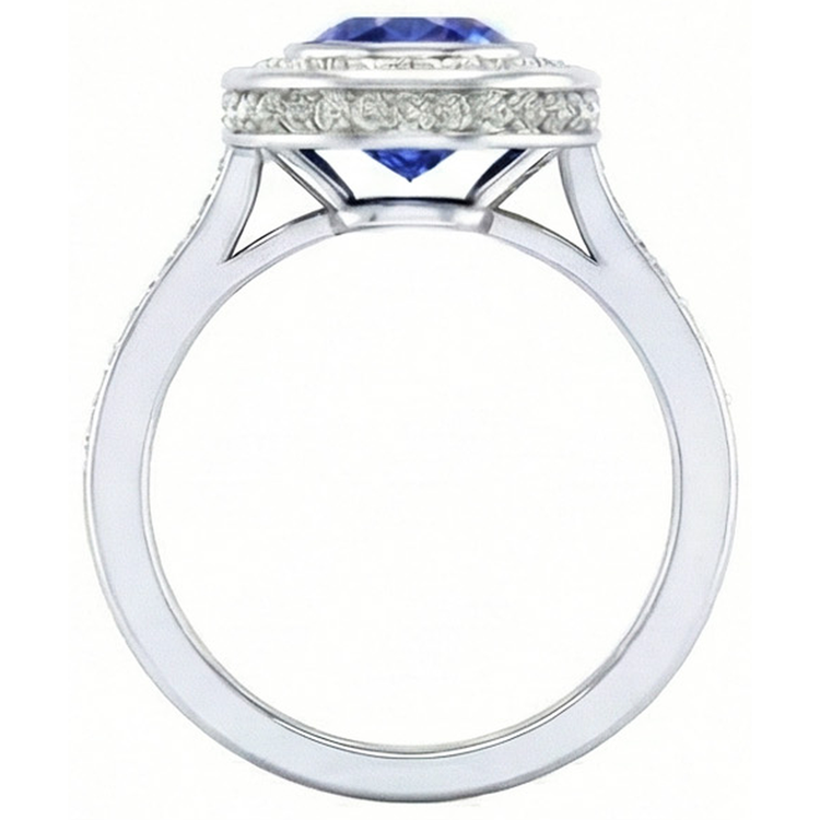naturel round diamant 3.40carats bague sur blanc