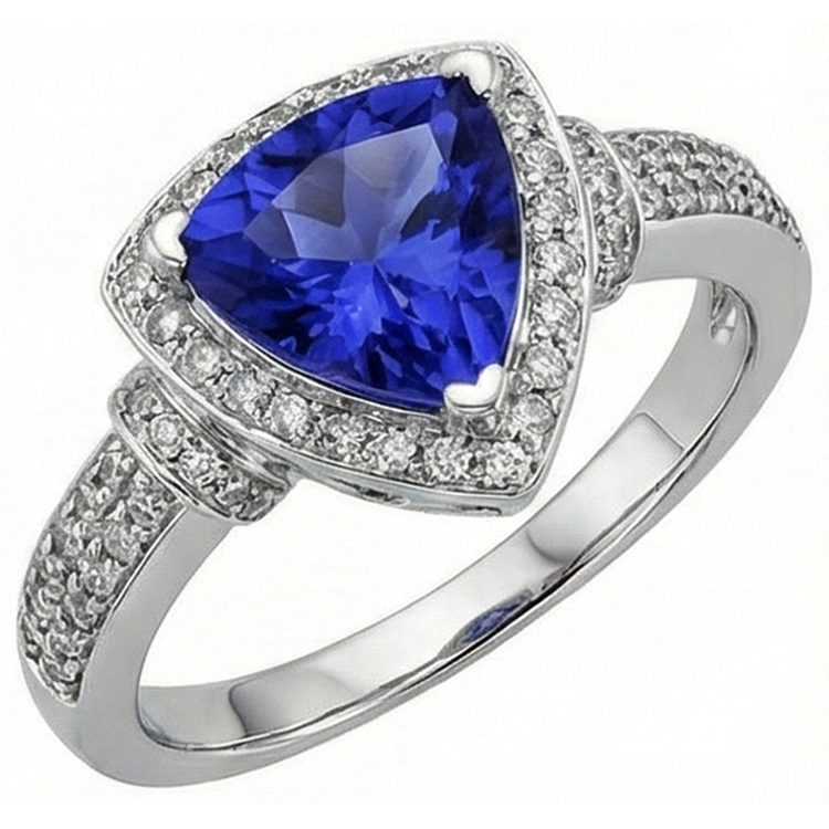 naturel trillion diamant 1.51carats bague angle de côté