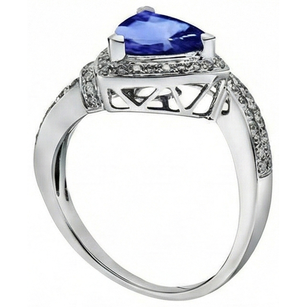 naturel trillion diamant 1.51carats bague vue de profil
