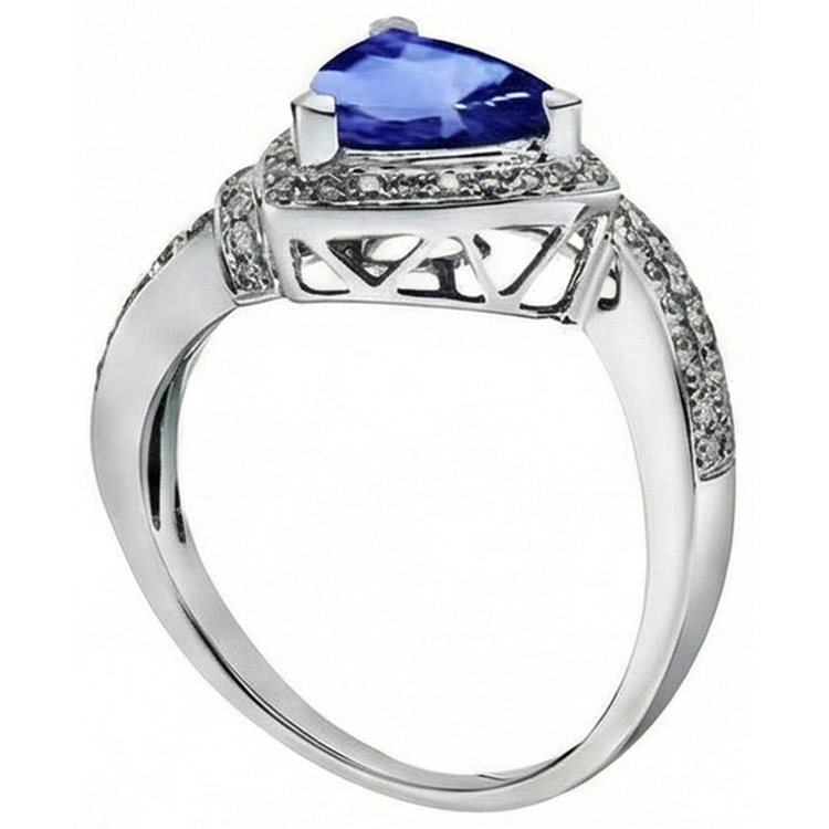 naturel trillion diamant 1.51carats bague vue de profil
