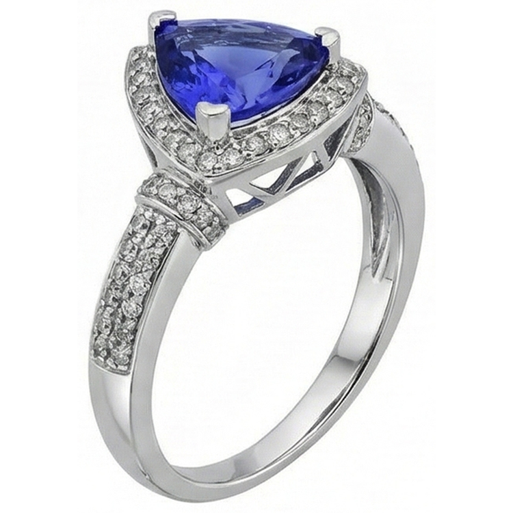 naturel trillion diamant 1.51carats bague détail rapproché