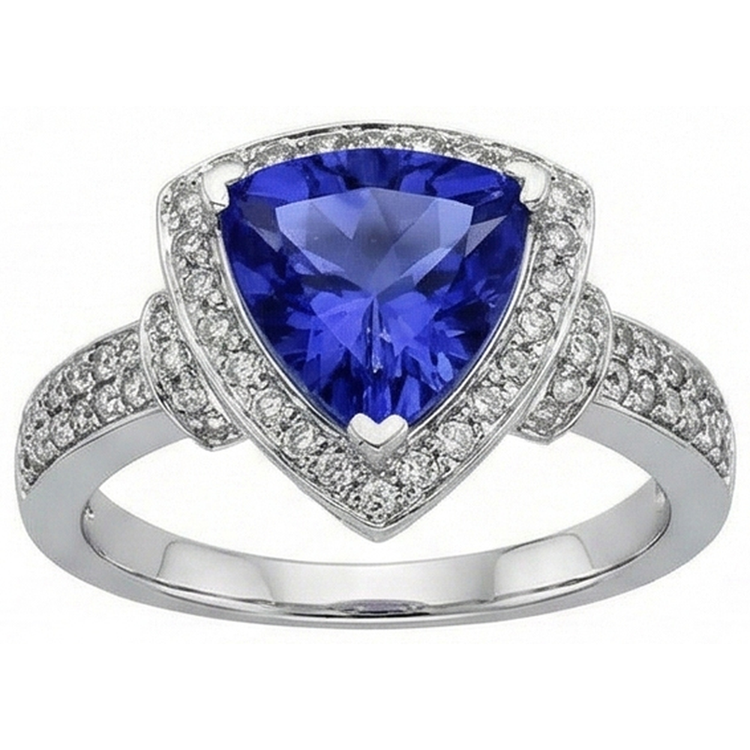 naturel trillion diamant 1.51carats bague vue de face