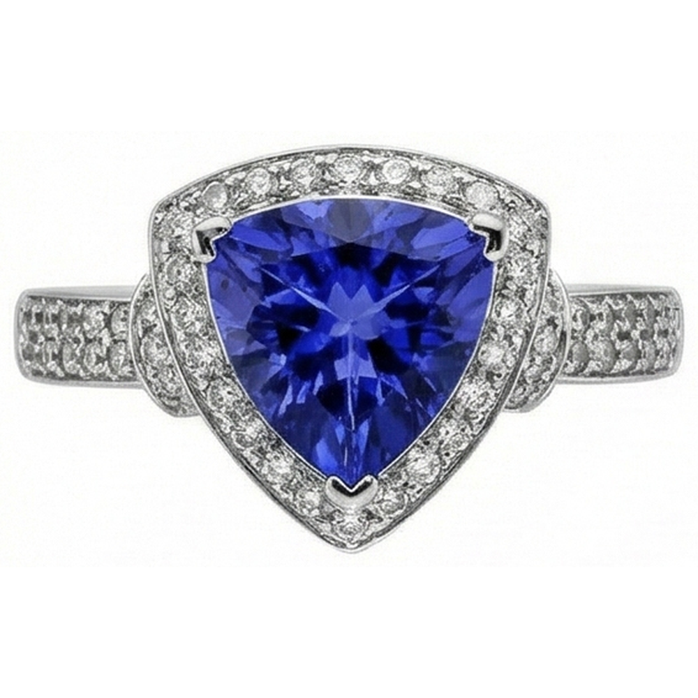 naturel trillion diamant 1.51carats bague vue de dessus