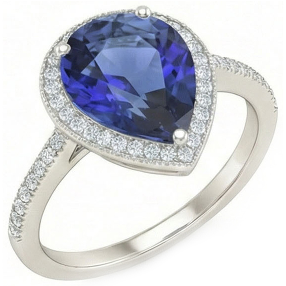 naturel pear diamant 5carats bague angle de côté