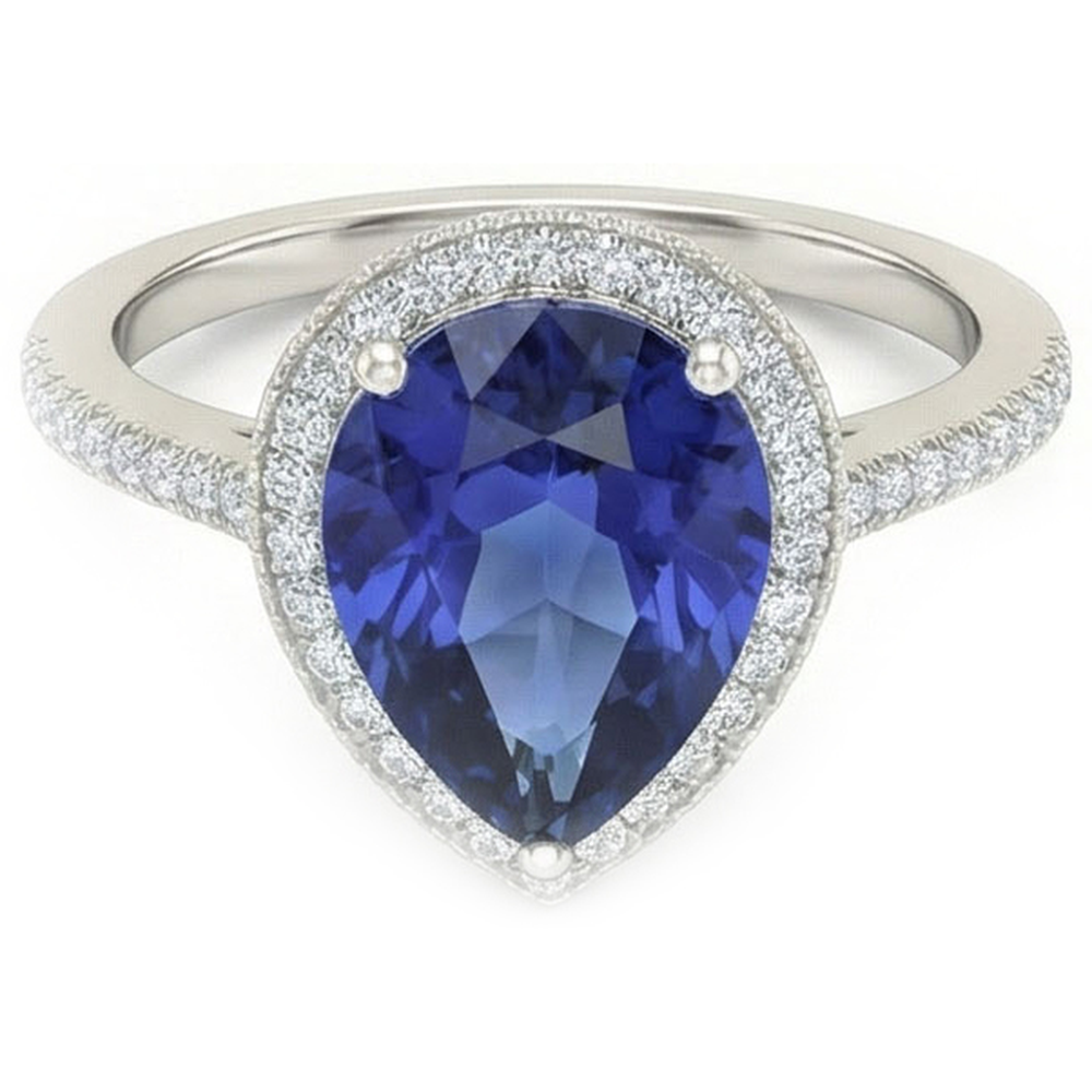 naturel pear diamant 5carats bague détail rapproché