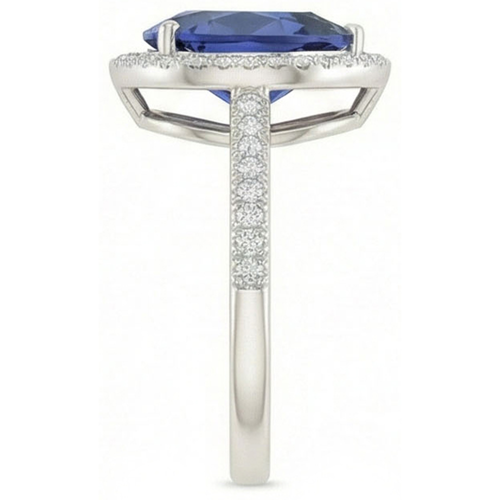 naturel pear diamant 5carats bague vue de dessus