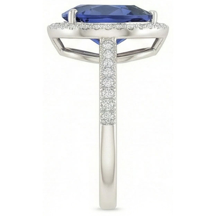 naturel pear diamant 5carats bague vue de dessus