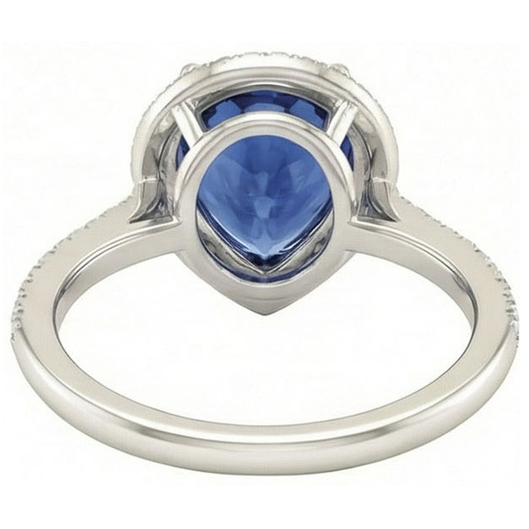 naturel pear diamant 5carats bague vue de profil