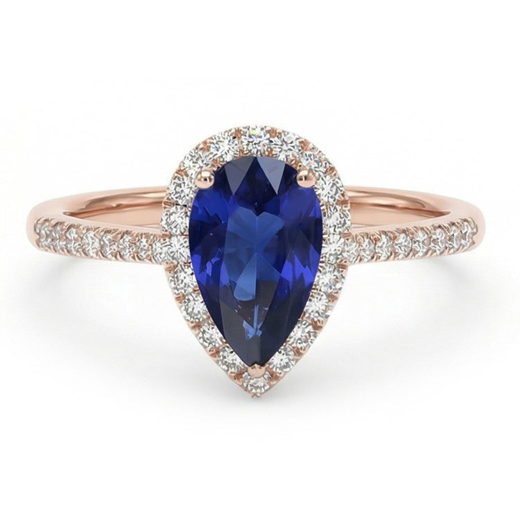 naturel pear diamant 3.50carats bague vue de face
