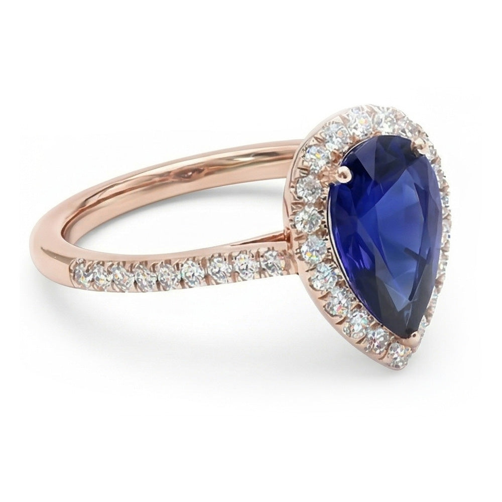 naturel pear diamant 3.50carats bague angle de côté