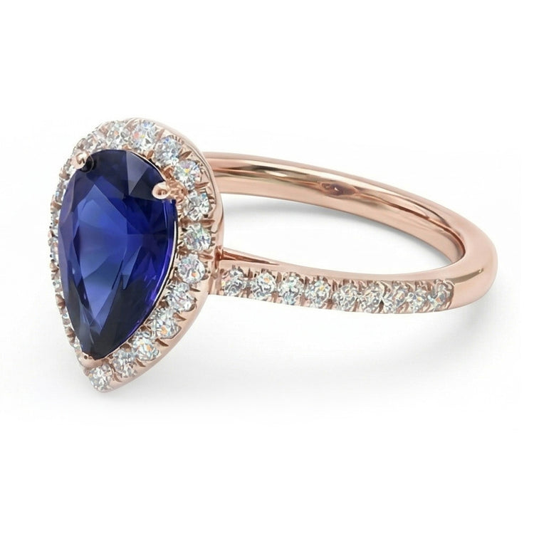 naturel pear diamant 3.50carats bague détail rapproché
