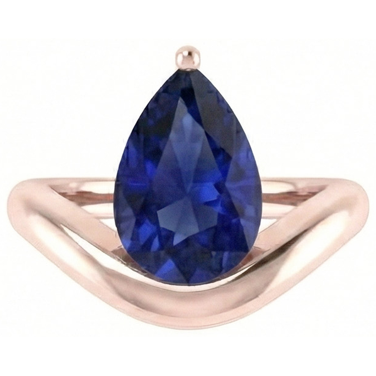 naturel pear saphir 3carats bague angle de côté