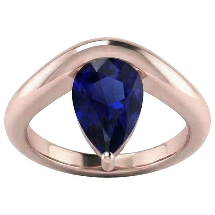 naturel pear saphir 3carats bague détail rapproché