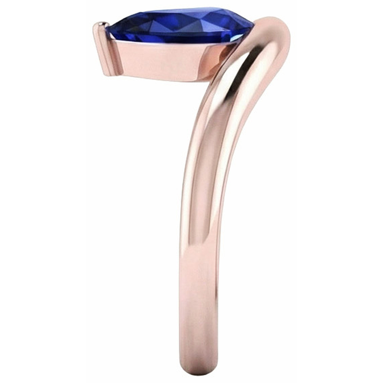 naturel pear saphir 3carats bague vue de profil