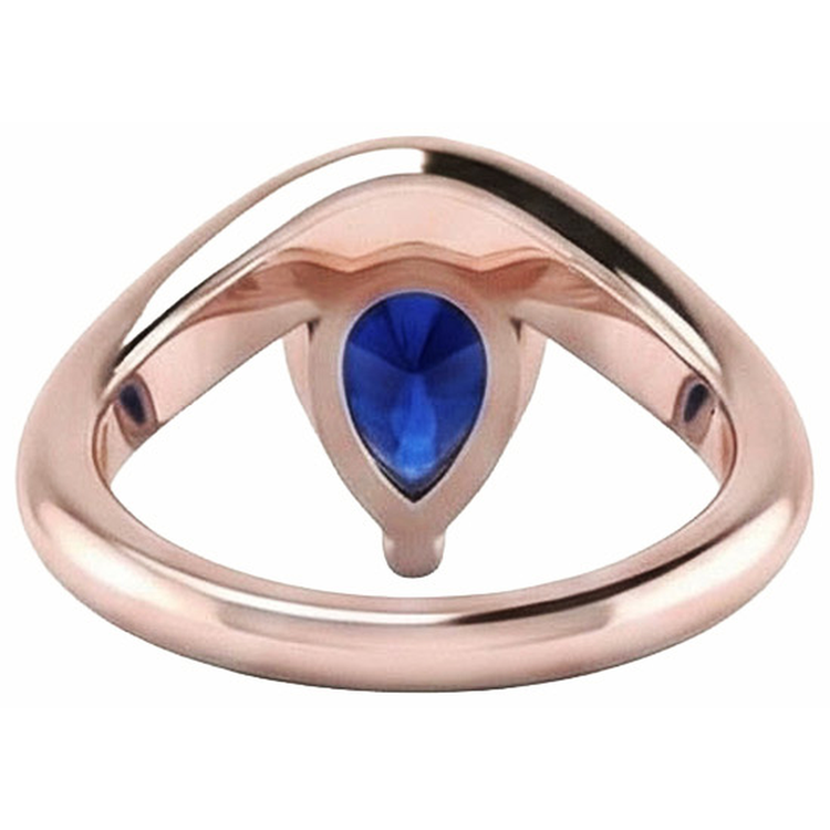 naturel pear saphir 3carats bague sur blanc