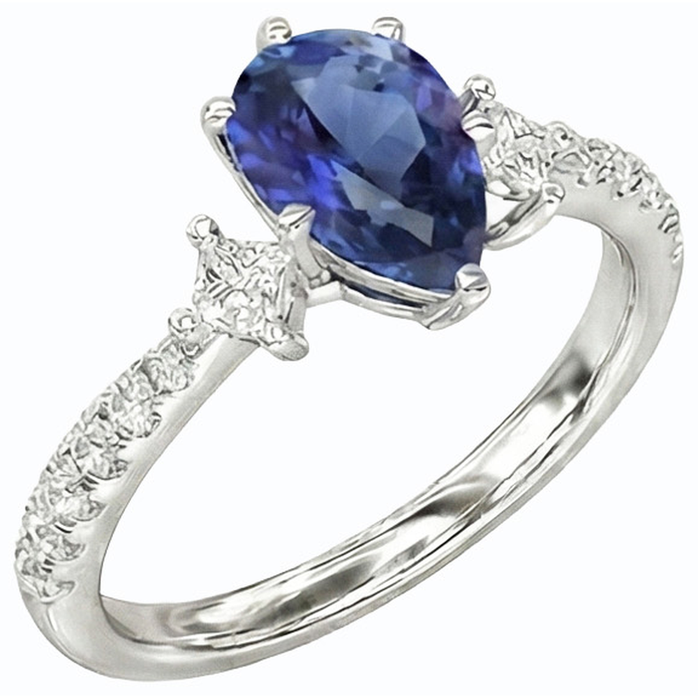 naturel pear diamant 2.50carats bague vue de face