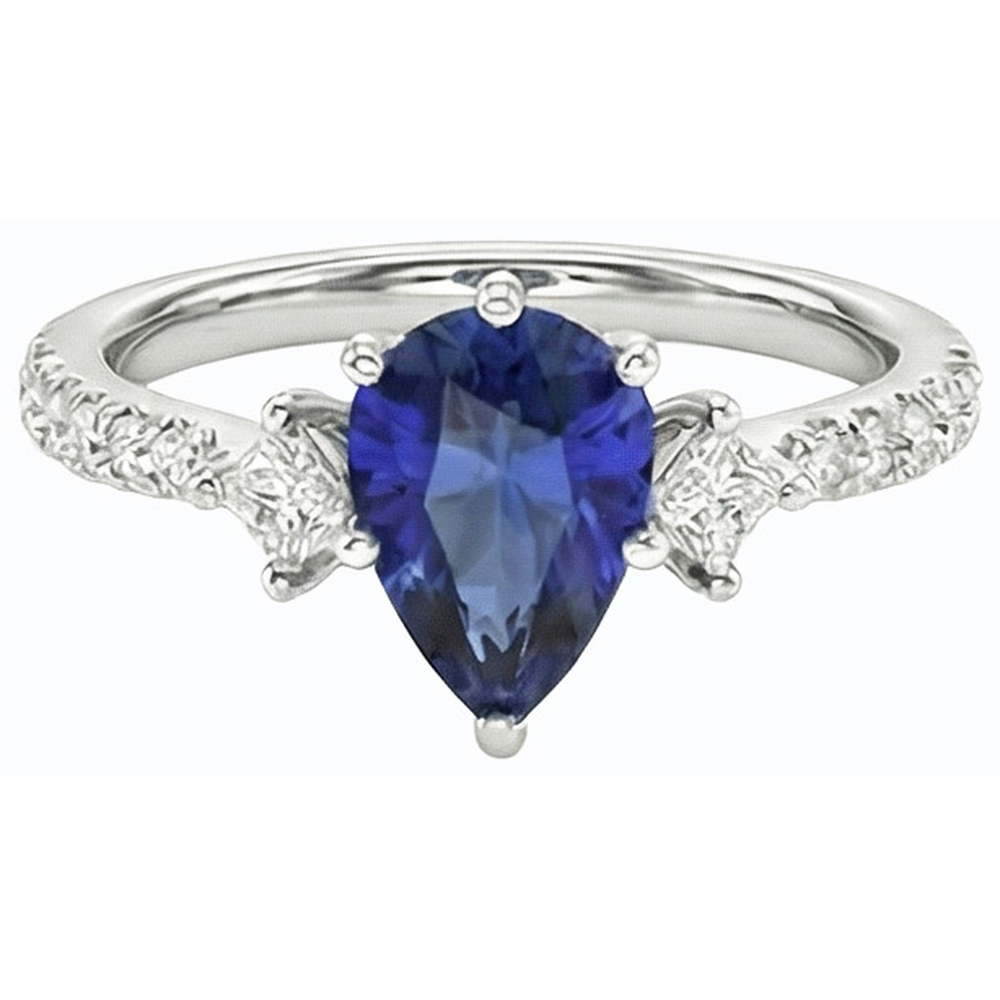 naturel pear diamant 2.50carats bague détail rapproché