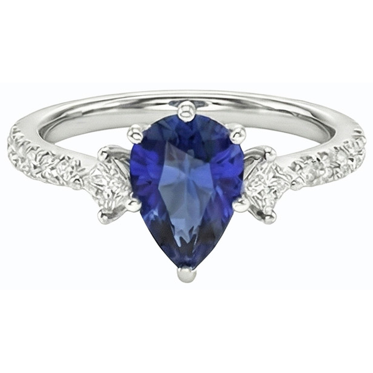 naturel pear diamant 2.50carats bague détail rapproché