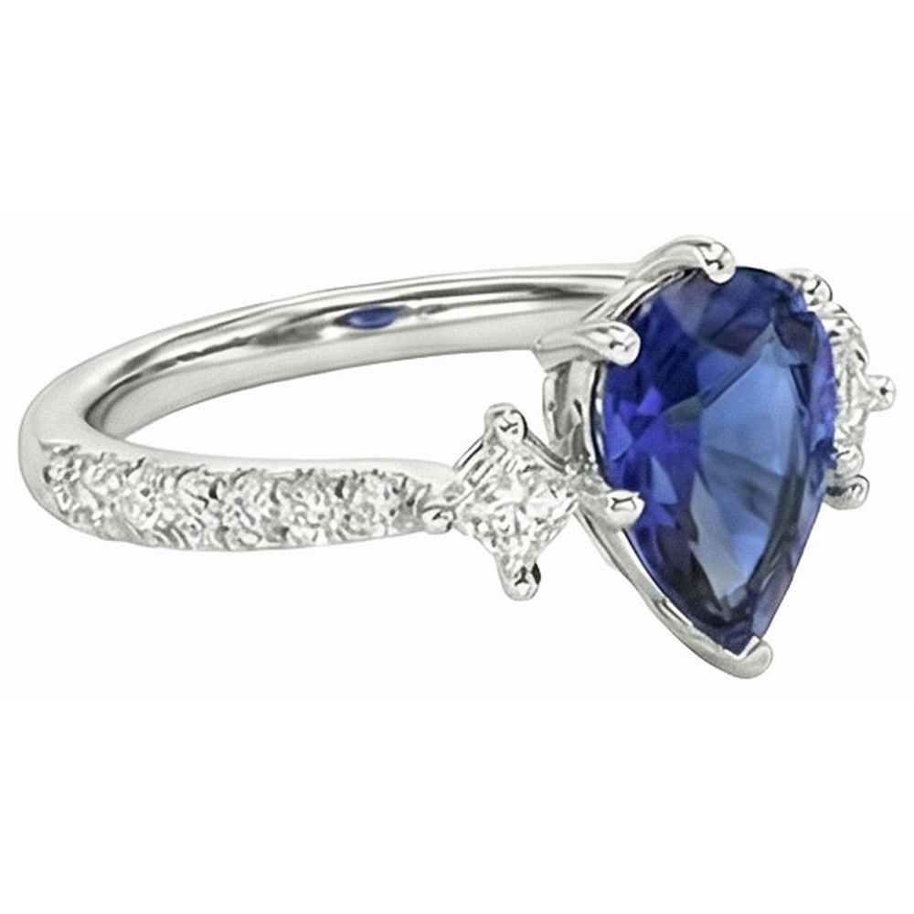 naturel pear diamant 2.50carats bague vue de dessus