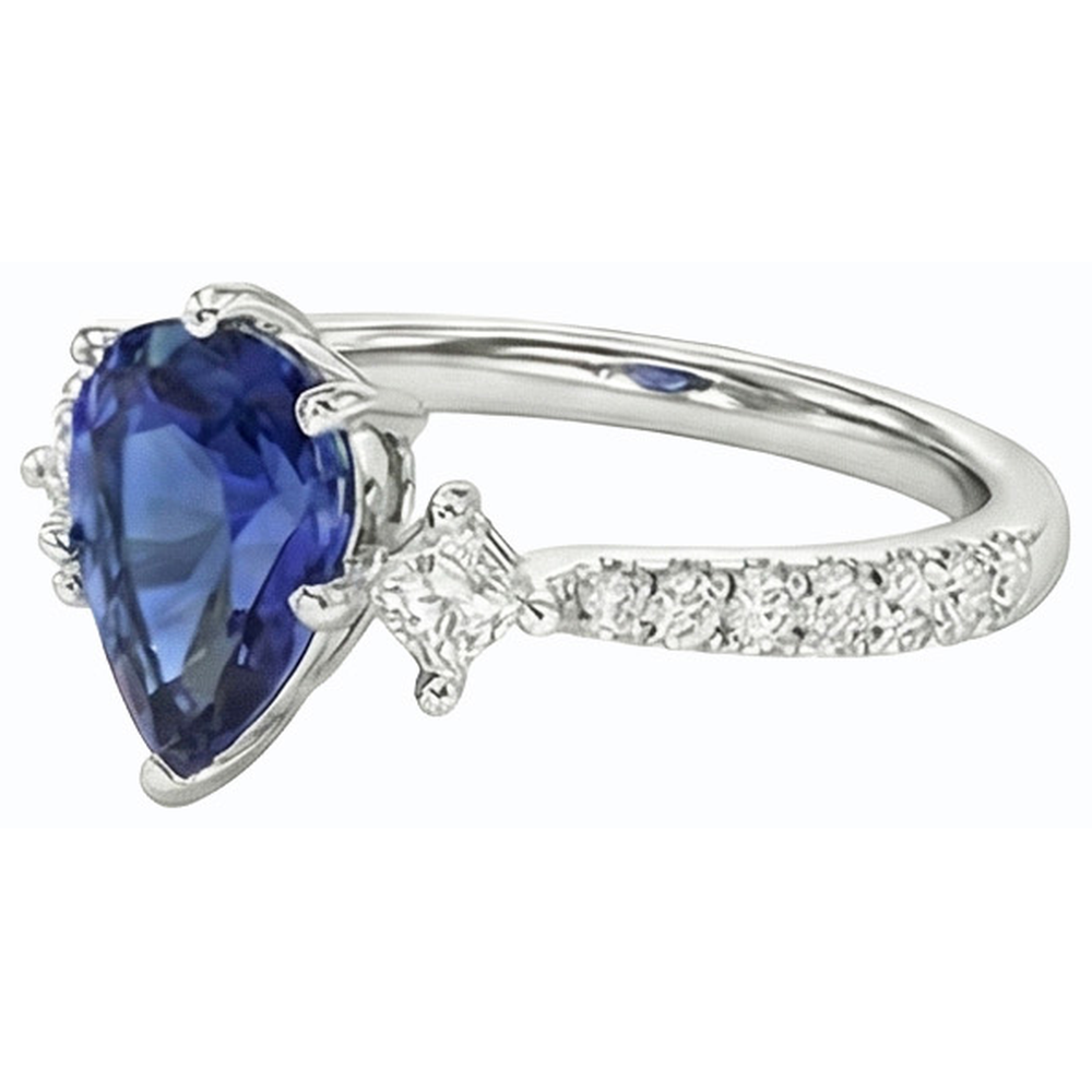 naturel pear diamant 2.50carats bague vue de profil