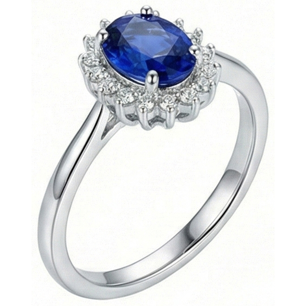 naturel oval diamant 2carats bague vue de face