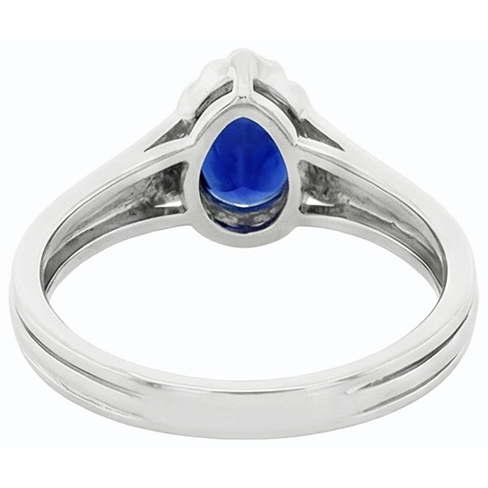 naturel pear saphir 2carats bague angle de côté