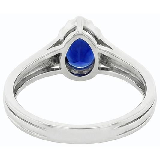 naturel pear saphir 2carats bague angle de côté