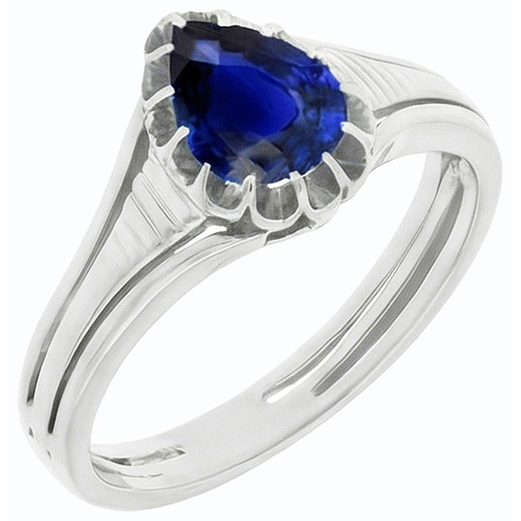 naturel pear saphir 2carats bague détail rapproché