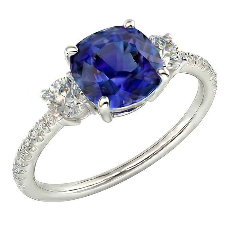Bague en saphir de coussin de bijoux de pierres précieuses 3.50 carats 3 style de pierre