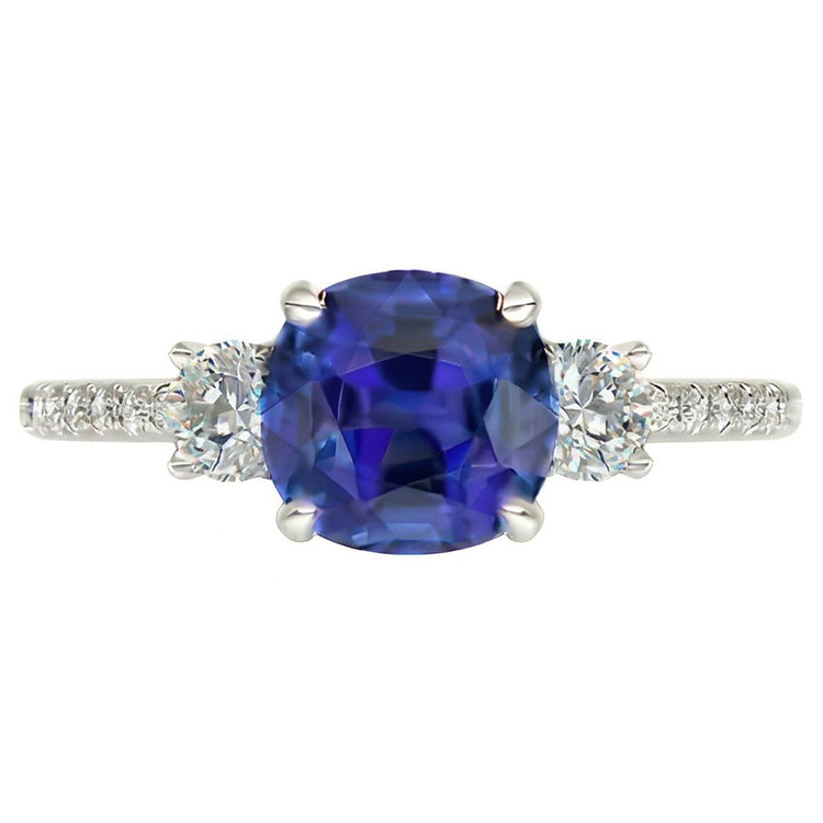 Bague en saphir de coussin de bijoux de pierres précieuses 3.50 carats 3 style de pierre