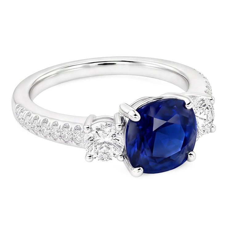 Bague en saphir de coussin de bijoux de pierres précieuses 3.50 carats 3 style de pierre
