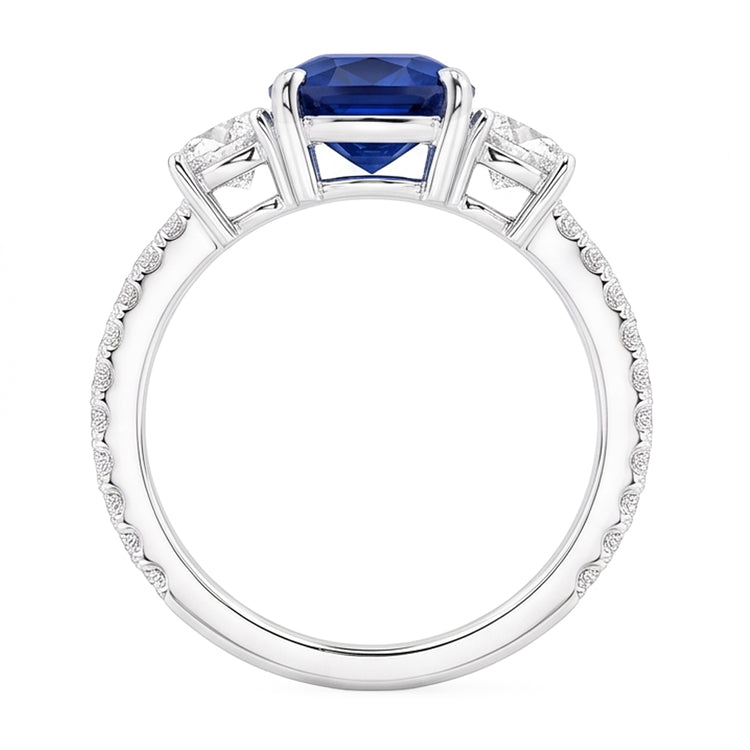 Bague en saphir de coussin de bijoux de pierres précieuses 3.50 carats 3 style de pierre