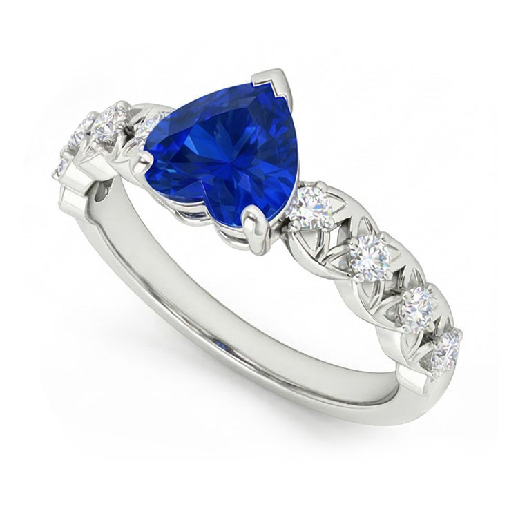 Bague en saphir du Sri Lanka avec pierres précieuses et accents de 2.50 carats