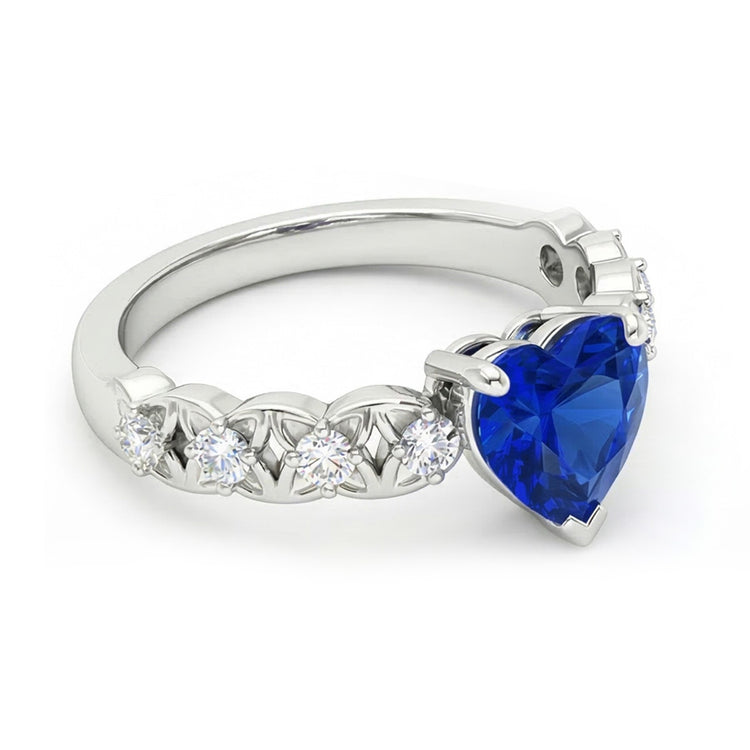 Bague en saphir du Sri Lanka avec pierres précieuses et accents de 2.50 carats