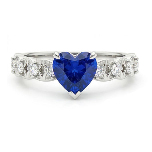 Bague en saphir du Sri Lanka avec pierres précieuses et accents de 2.50 carats