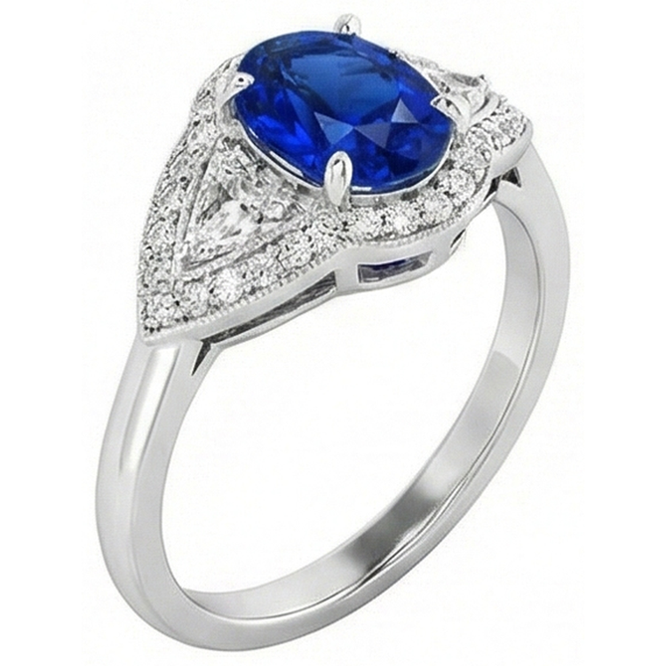 naturel oval diamant 3.90carats bague détail rapproché