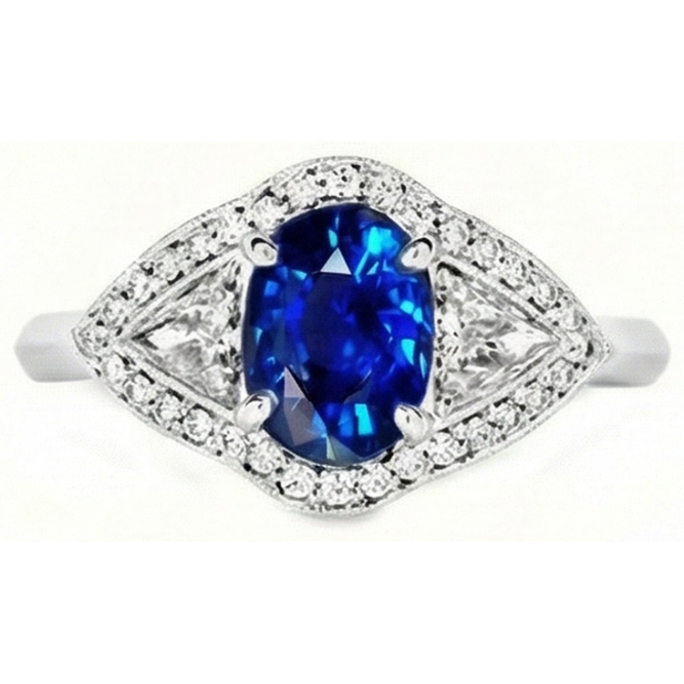 naturel oval diamant 3.90carats bague angle de côté