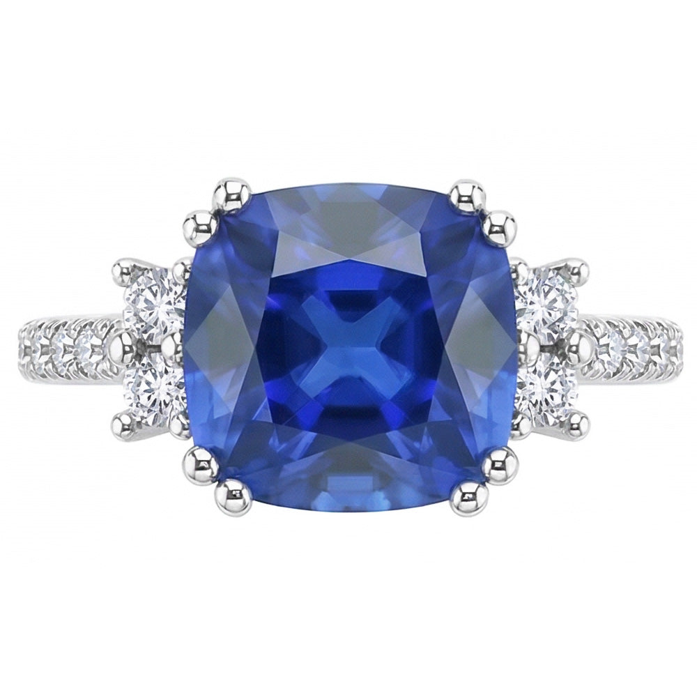 Bague en saphir du Sri Lanka taille coussin pour bijoux en pierres précieuses 4.50 carats