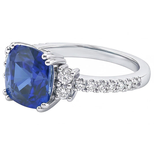 Bague en saphir du Sri Lanka taille coussin pour bijoux en pierres précieuses 4.50 carats