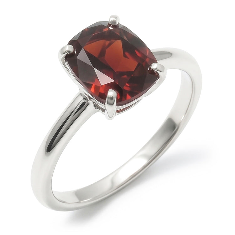 Bague en saphir rouge taille radiant de 1.65 ct en or blanc 14k