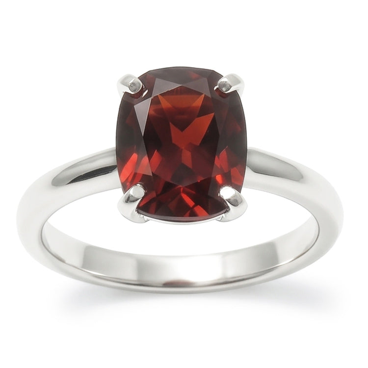 Bague en saphir rouge taille radiant de 1.65 ct en or blanc 14k
